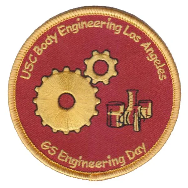 

GS Enginering Day Embroidery Badge Made by Twill with Merrow Border Customized Cilent Design and MOQ50pcs free shipping