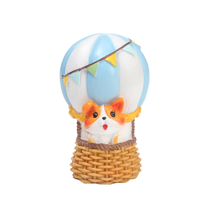New Resin Mini Cute Hot Air Balloon Unicorn Rabbit Elephant Statue Decoration Sculpture Home Office Desk Cake Ornament Toy Gift