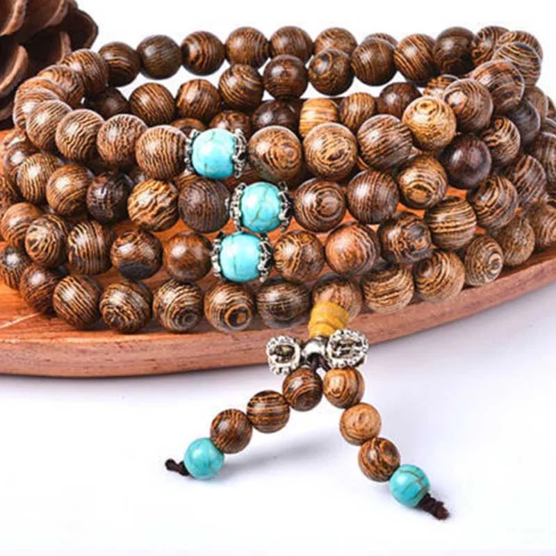 Pulseras 108 Beads 6mm Natural Sandalwood Buddhist Buddha Wood Prayer Bead Mala Unisex Men Bracelets & Bangles Jewelry Bijoux