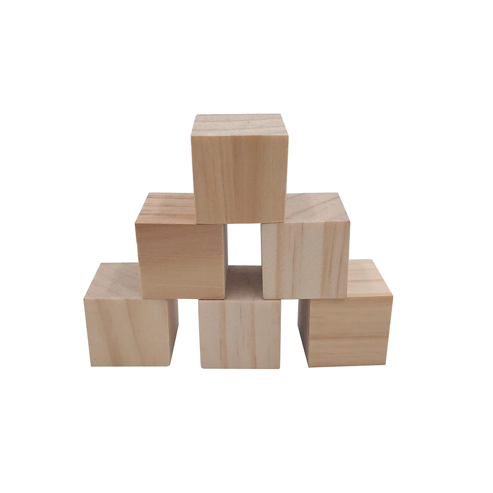 6pcs 30mm 1.18inch Natural Solid Unfinished Pine Wood Blocks Wood Cubes for Puzzle Making Photo Blocks Crafts and DIY Projects