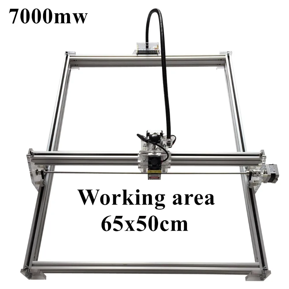 Minimáquina de grabado láser azul violeta, 7000mw, impresora de marcado IC, tamaño de tallado 65*50CM, marca en metal