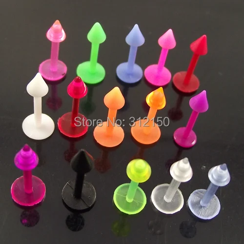 10pcs 1.2x8x3mm 16G Soft Flexible ball Lip Ring puer Color Lip Rings Nail,Ball Spike labret Body Piercing Jewelry