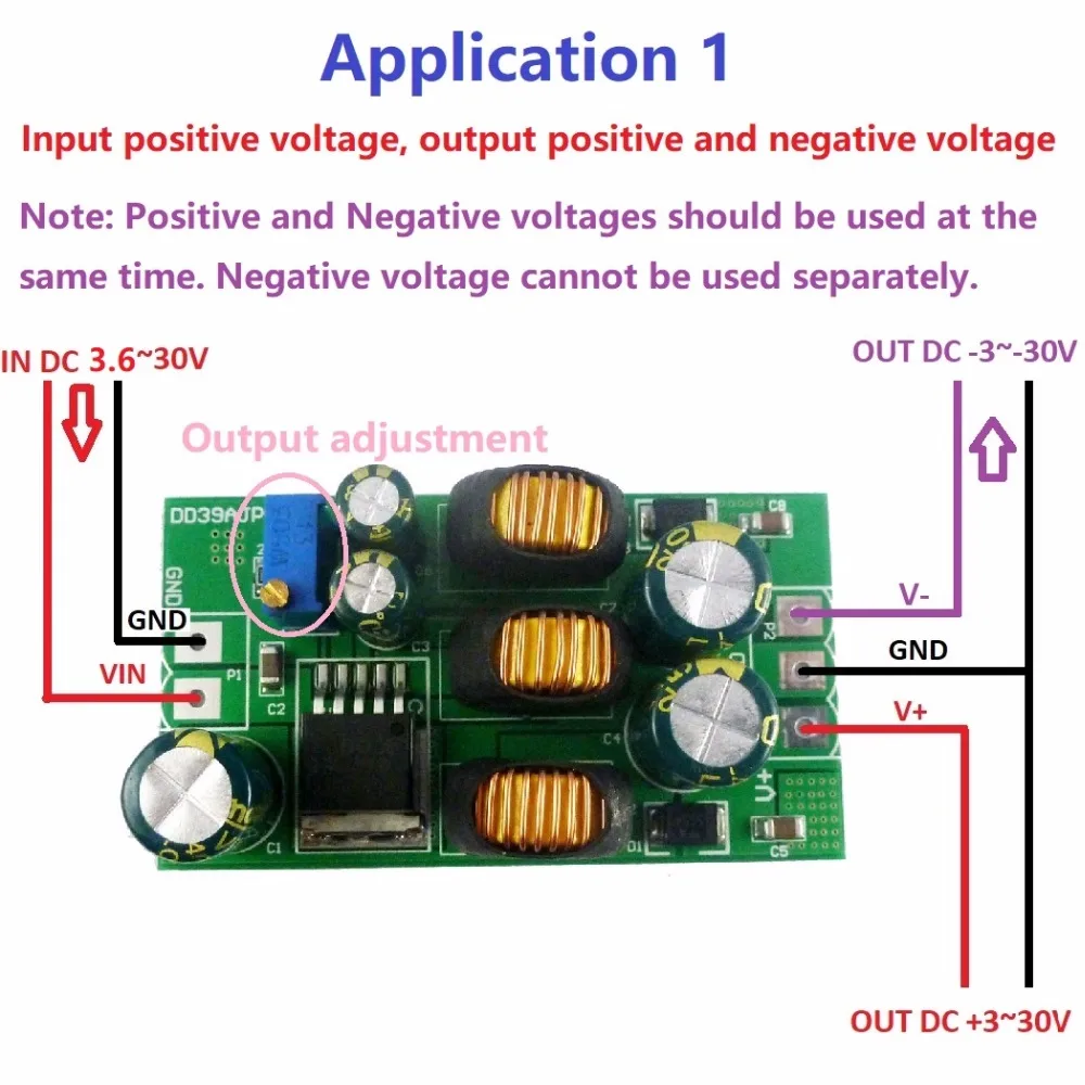 Modulo convertitore boost-buck step-up DC DC regolabile da 3,6-30 V a +-3-30 V Tensione di uscita doppia boost-buck da 20 W