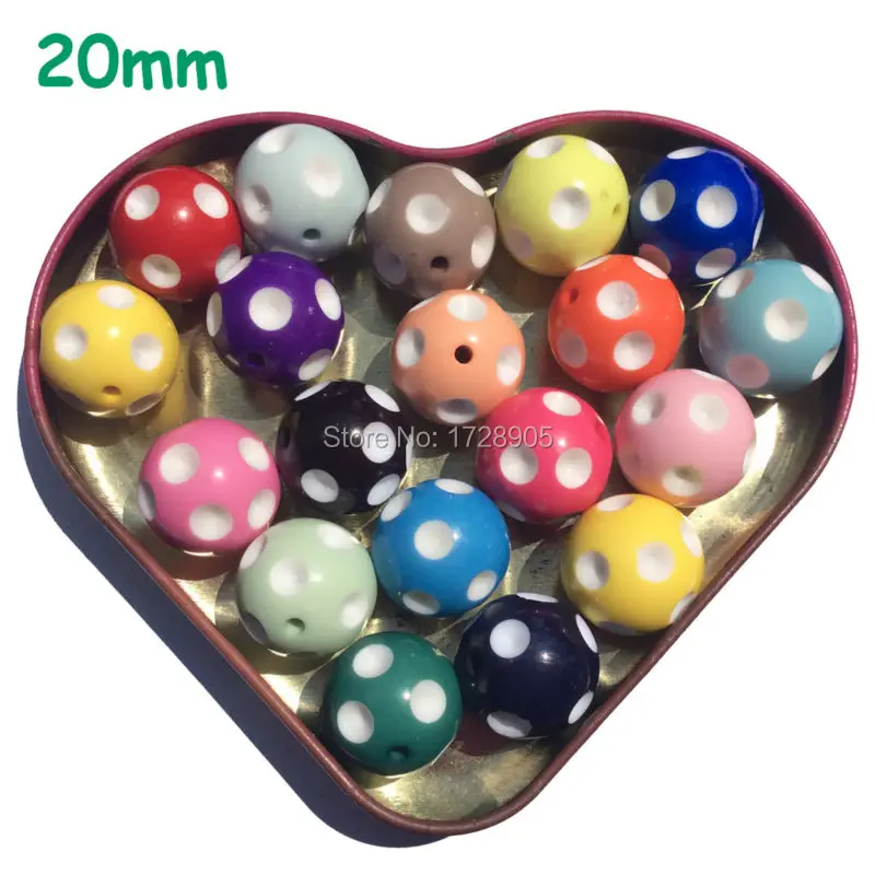 MIXED POLKA Dot Beads 12mm 14mm 16mm 18mm 20mm 100pcs Beads Resin Chunky BEADS Wholesale Chunky Bubblegum Necklace Supplies