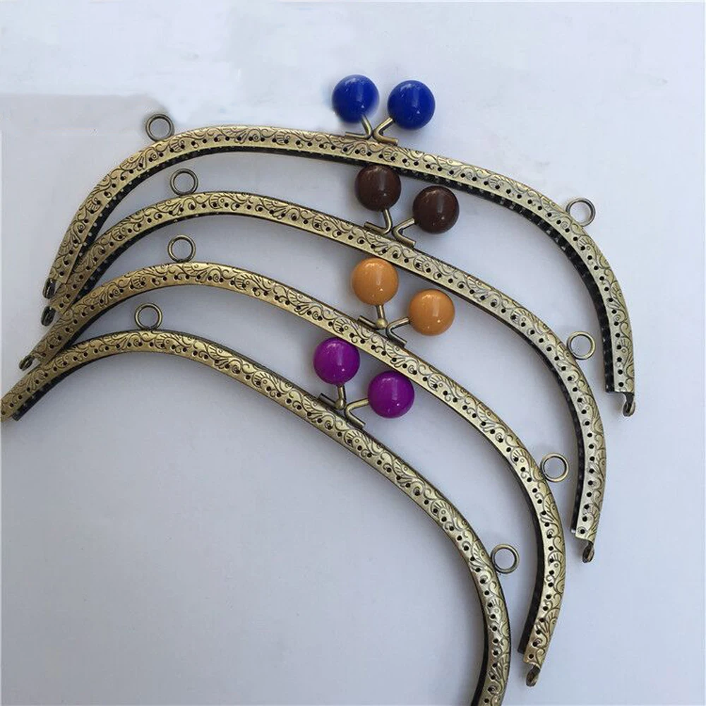 DIY big size 24.5cm colorful candy ball kiss buckle knurling arc handbag metal clasp purse frame 10pcs/lot