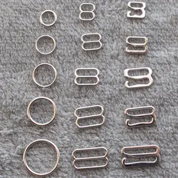 Wholesale 200pcs/lot Silver metal bra strap rings sliders and hooks bra making materials 6mm/8mm/10mm/12mm/15mm