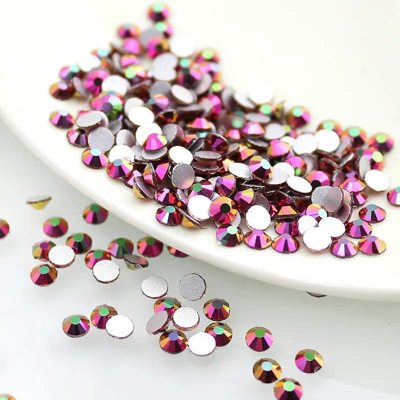 Rainbow AB SS4-SS30 3D Nails Art Tips Glass Rhinestone Flatback DIY Nail Deco Beads not hotfix use glue Wedding deco