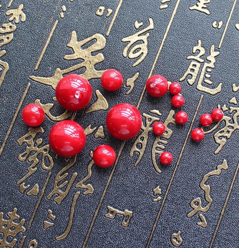 Red Shell pearl Half Drilled Round Loose Beads 10pcs per package, DIY Jewelry Making !We provide mixed wholesale for all items!