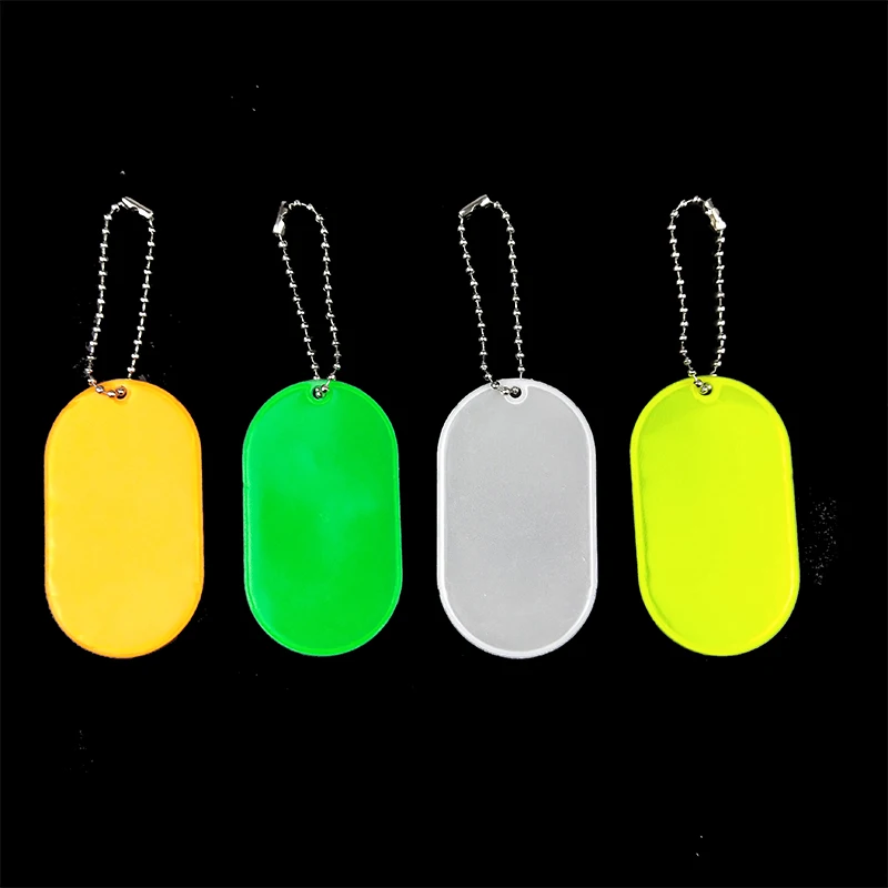 Oval shape Reflective Keychain Traffic Safety Reflective Pendant Creative DIY Car Keyring