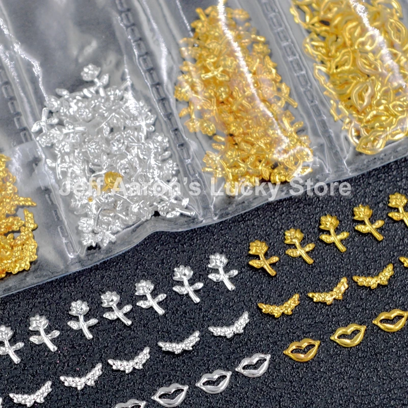 

Mixed Style Gold Silver Metal Nail Art Decorations Studs Rivet Fake Nails Accessoires Manicure Supplies Tool