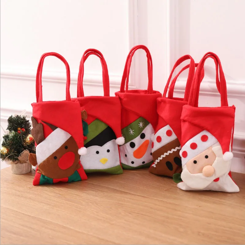 

Snowman elk Santa Claus Penguin gingerbread man Handbag felt santa bag christmas gift bags XMAS children candy holder bag 2017