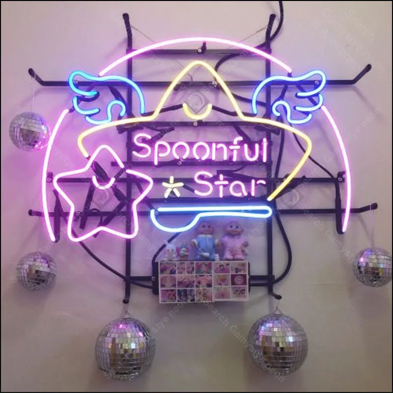 Spoonful Star Neon sign Neon Bulbs sign Iconic Beer Bar Game Room Decor Lamps Advertise Aesthetic Room Decor Neon Light Wall