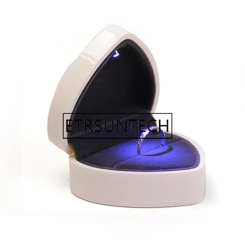 30pcs Heart Shape LED Lighted Earring Ring Box Wedding Engagement Ring Necklace Jewelry Box Display Gift Box