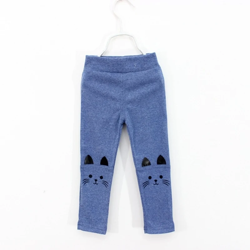 2015 جديد الخريف الأطفال السراويل 100% القطن القط الصغير الكرتون ملصقات القماش نمط الفتيات طماق 3-8 سنوات