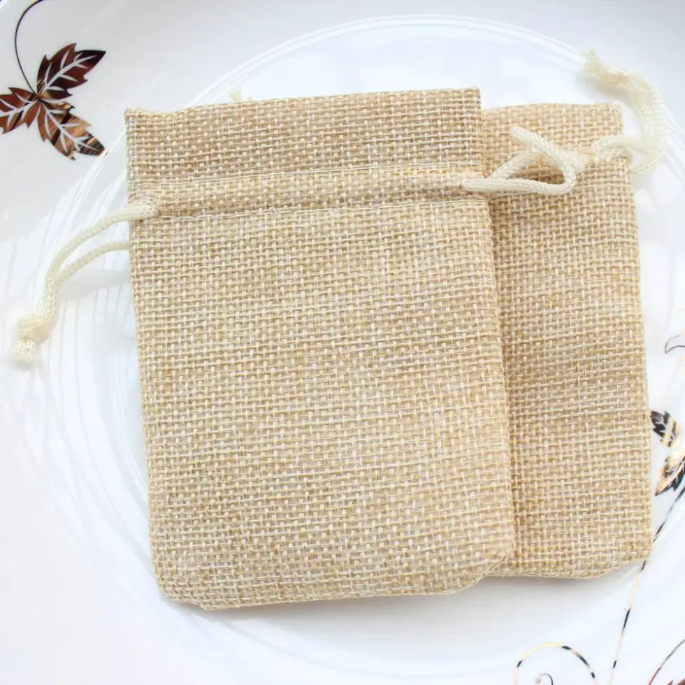 

120pcs 6*9cm small Burlap Bags with Drawstring wedding birthday favor bags, Thank You Rustic Shabby Chic Candy Bags (3x4")