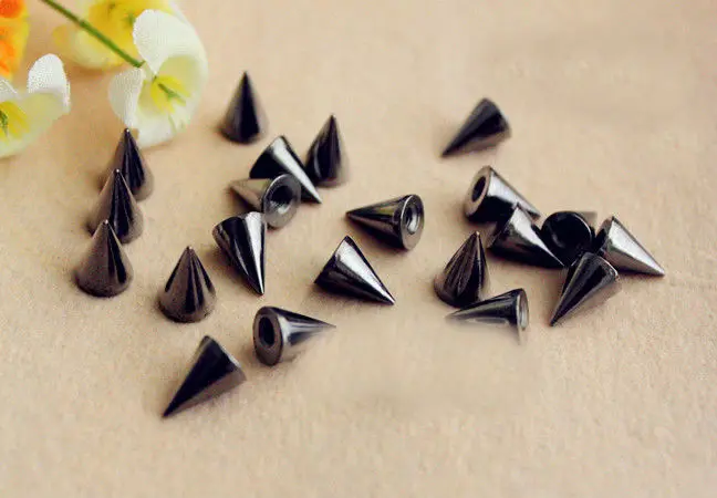 50sets/Lot 7*10mm Gun-Black Punk Rock Screwback Bullet Spikes And Studs For Clothes Alloy Rivets Leather Craft DIY Accessory