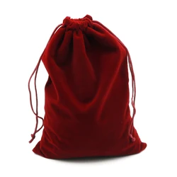 Bolsa de terciopelo rojo oscuro de 15x20cm, bolsa grande para joyería, pulsera, embalaje de joyería de caramelo, bolsa de regalo de boda, 2 unids/lote