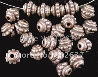 

FREE SHIPPING 300pcs Antiqued copper plt Studed barrel spacer beads A860C