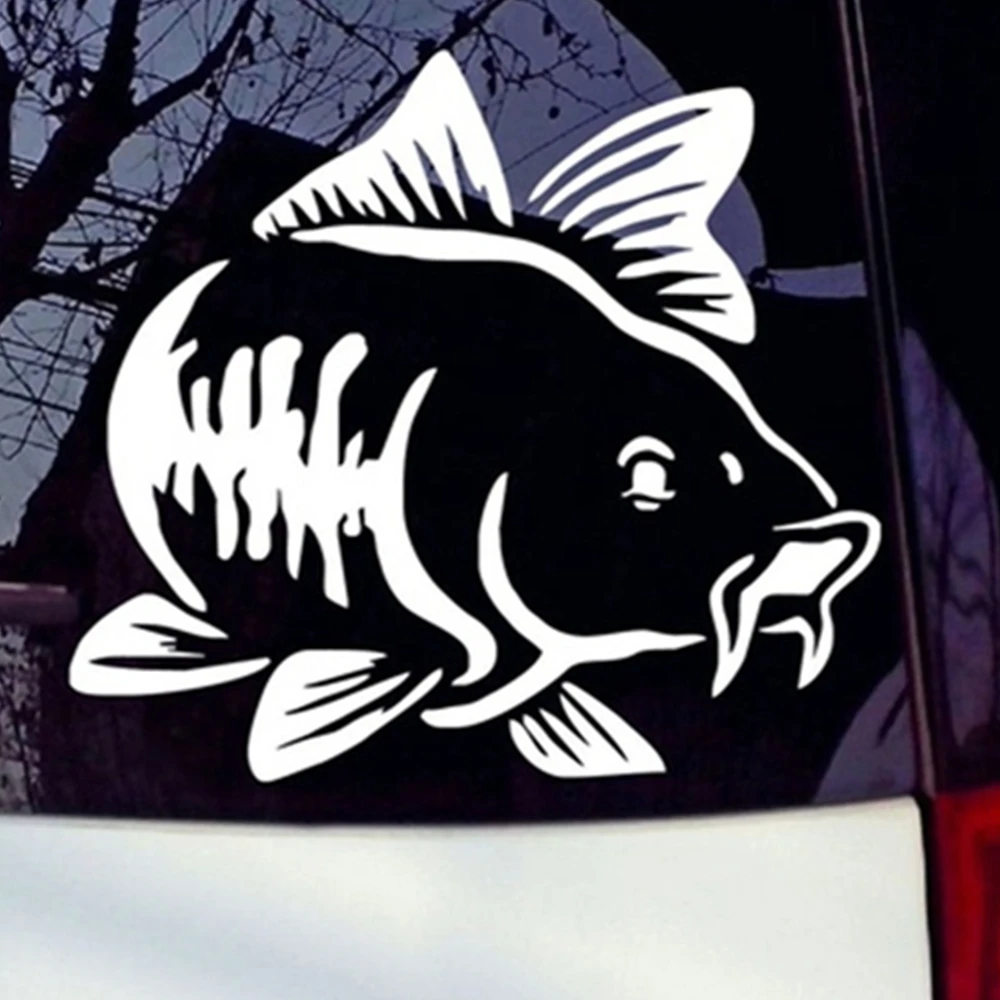 20*16cm Carp Fishing Cartoon Animal Pattern Car Sticker 7 Colors Car Window Car Body Vinyl Decal Car-Styling Auto Accessories image 2