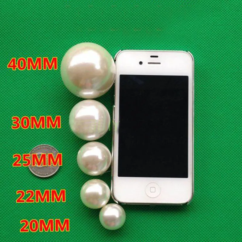 Imitation Round Big Pearl Beads for Jewelry Making, 20-40mm, Accessory for Jewelry Necklace, Bracelet, Fadeless Dress Making Mat