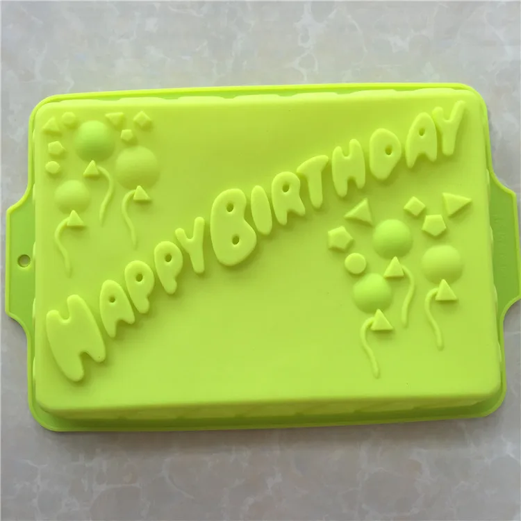 Big Rectangle Happy Birthday Silicone Cake Mold Bakeware Form For Cake Bakery Kitchen Accessories Bake Tools 34*23*4.5cm E066