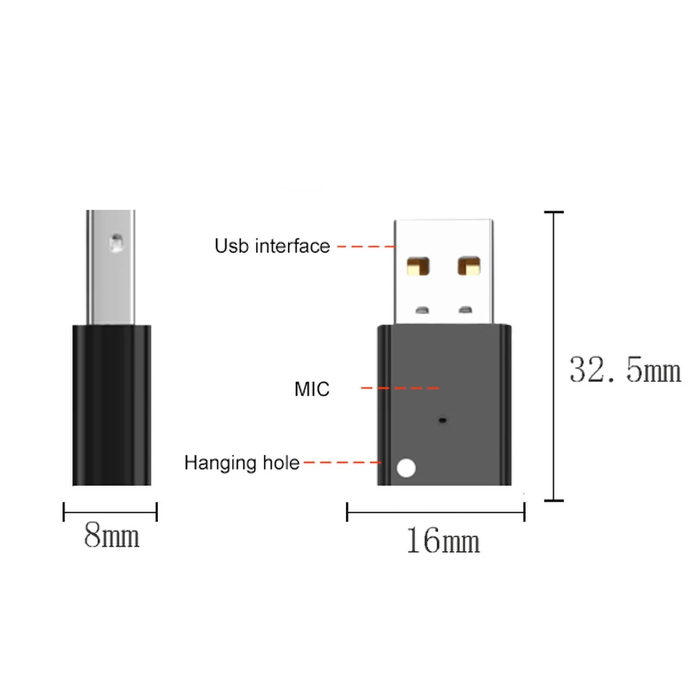 Kebidu-Mini Bluetooth 5.0 Audio Car Receiver, Adaptador Dongle USB, Alto-falantes portáteis sem fio, Receptor de música para som multimídia