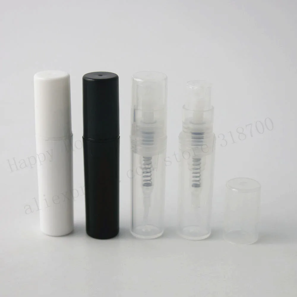 360 x 2ML plastic crimp neck travel perfume bottle mini atomizer fragrance bottle sprayer bottle Clear Black White is available