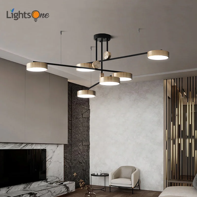 pos moderno de ouro brilhante tres cores pingente lampada atmosfera simples e elegante restaurante rotativo luz luzes pingente luxo 01