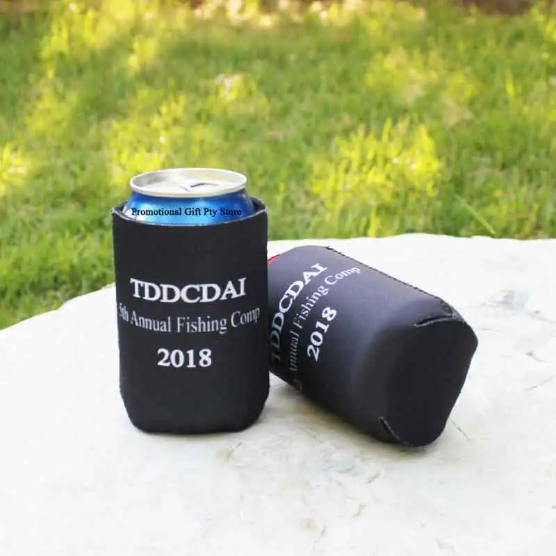 100pcs Printing Logo Foldable Neoprene Can Cooler Drink Sleeve Beer Can Cooler Wedding Gift Customize Promotional Stubby Holders