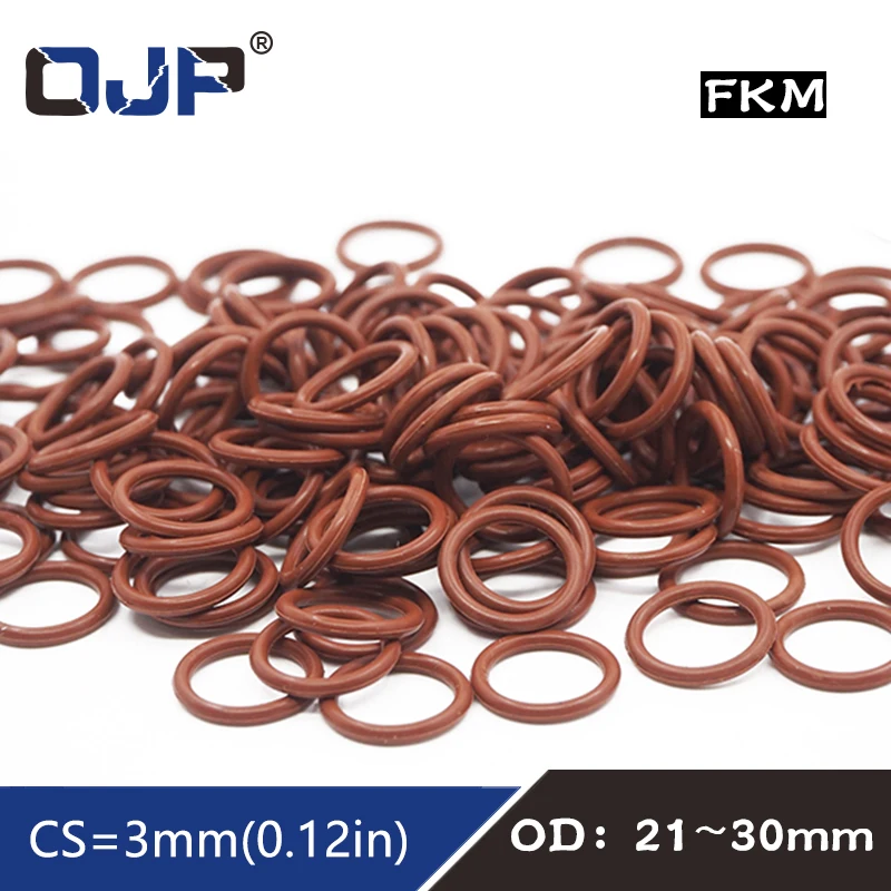 3PCS/lot Fluorine rubber Ring Brown FKM O ring Seal OD21/22/23/24/25/26/27/28/29/30*3mm Rubber O-Ring Seal Oil Ring Fuel Gaskets