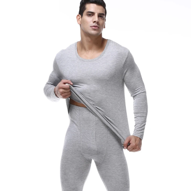 Men\'s Thin Modal Thermal Underwear Sets, Long Johns Suits, O-NeckTops and Pants, High Quality, Plus Size, 7XL