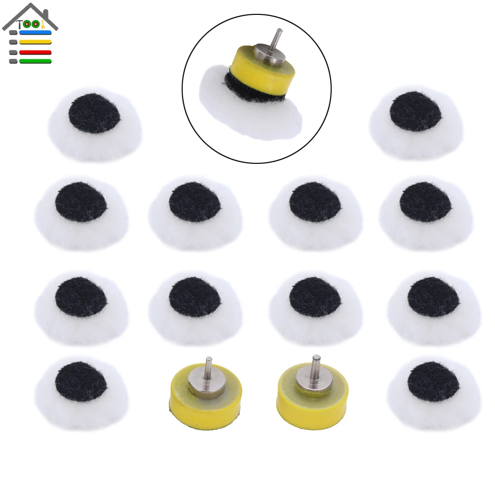 AUTOTOOLHOME 11-Piece 2-Inch Wool Buffing Wheel Set – Sponge Polishing Pads With Mandrel, Hook & Loop, For Rotary Tools, Metal, Jewelry, Wood, Plastic