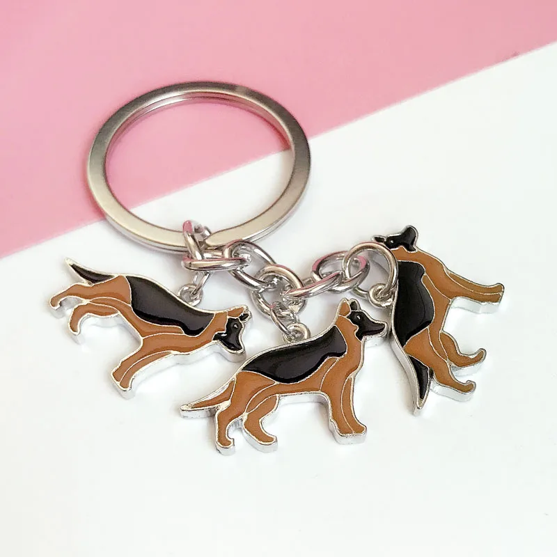 German Shepherd dog Keychain pet Dogs charm Key Chains Bone Feet Pendant gift for best friends woman jewelry wholesale