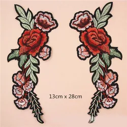 Tessuto ricamato lungo fiore rosa Patch vestiti borsa adesivo cucire ferro su Applique abbigliamento fai da te cucito accessori abbigliamento BU133