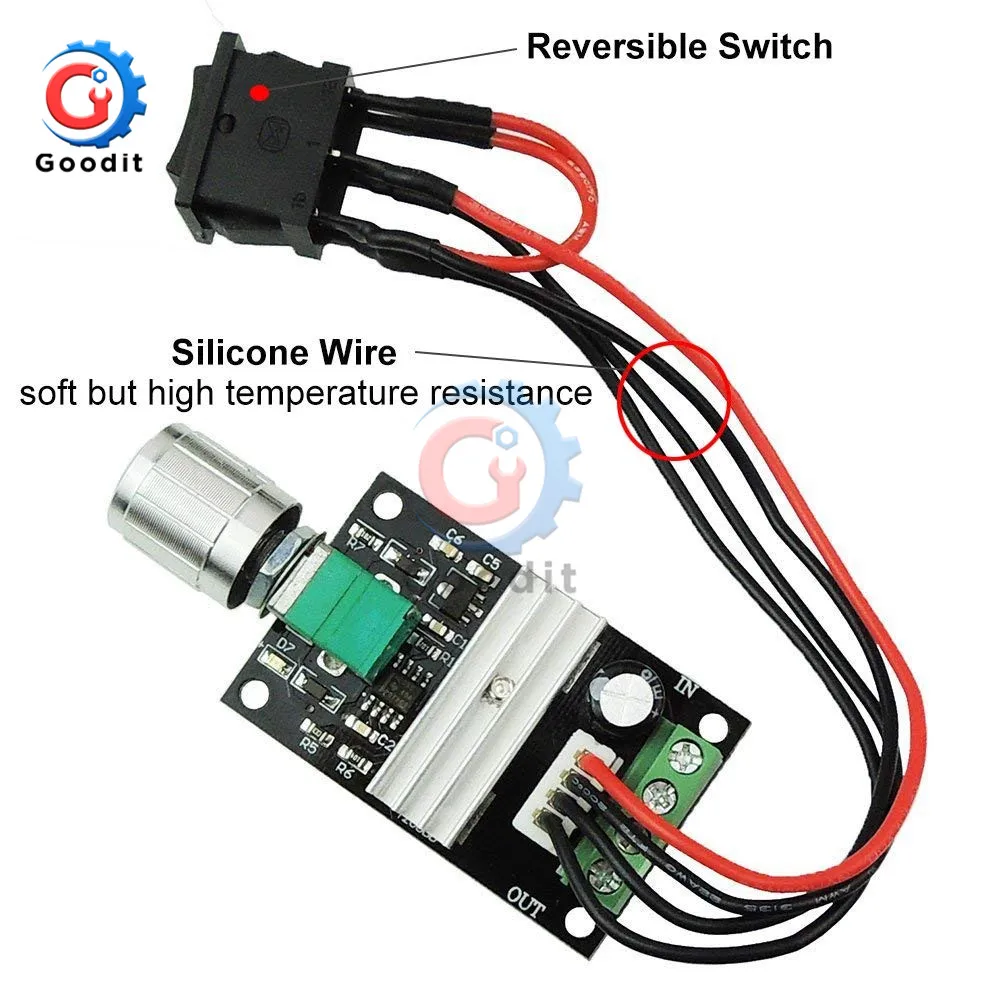 6V 12V 24V 28V 3A 80W DC Motor Speed Controller (PWM) Speed Adjustable Reversible  Control Potentiometer Switch