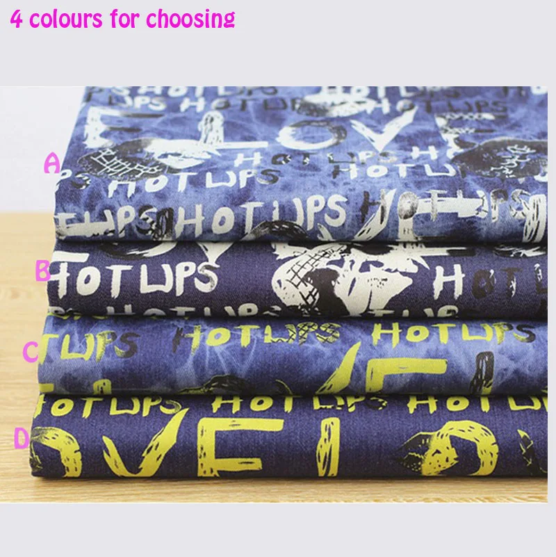 140 * 50cm1pc джинсы ткани 100% хлопок джинсовая ткань, с надписью «Love» с принтом эластичный плотный свитер джинсовые Шлепанцы из ткани в клетку; Материал для украшения джинсов, детская зимняя куртка