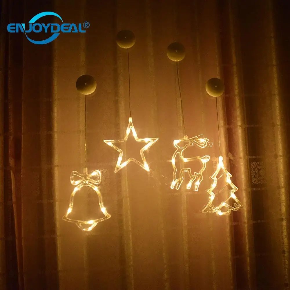 

LED Lamp 8 Led Christmas Deer Light Night Lights Glass Window Sucker Lamp Holiday Party Bedroom Decorative For Home Kids Gift