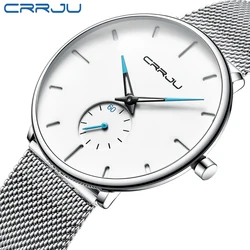 CRRJU Sports Mens slim Watches Top Brand Luxury Waterproof Sport Watch Men orologio al quarzo con quadrante Ultra sottile Casual Relogio Masculino