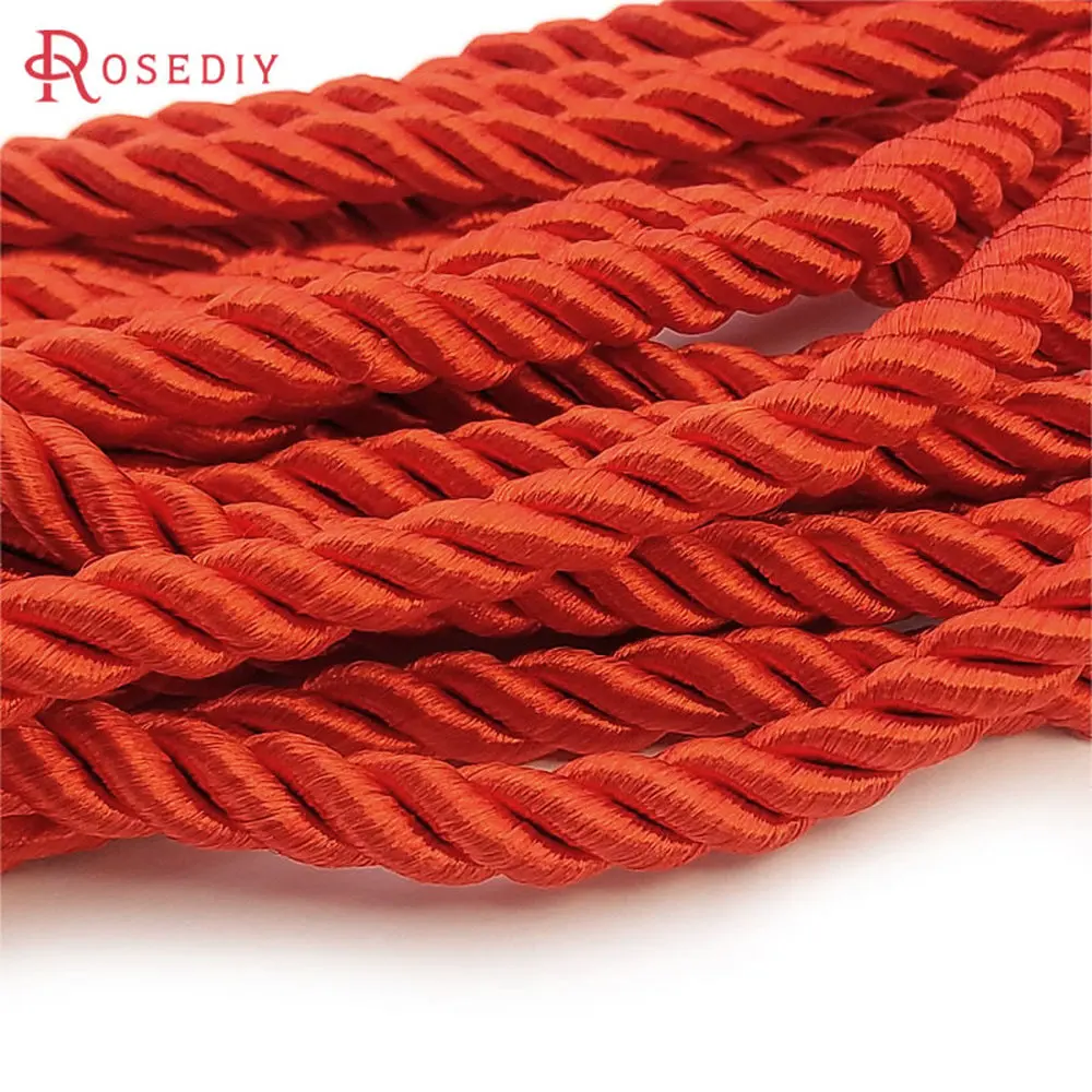 Wholesale 5 Meter Diameter 8mm Polyester Three Strands of Twisted Cords Diy Jewelry Accessories - Multicolor Optional (FP1001)