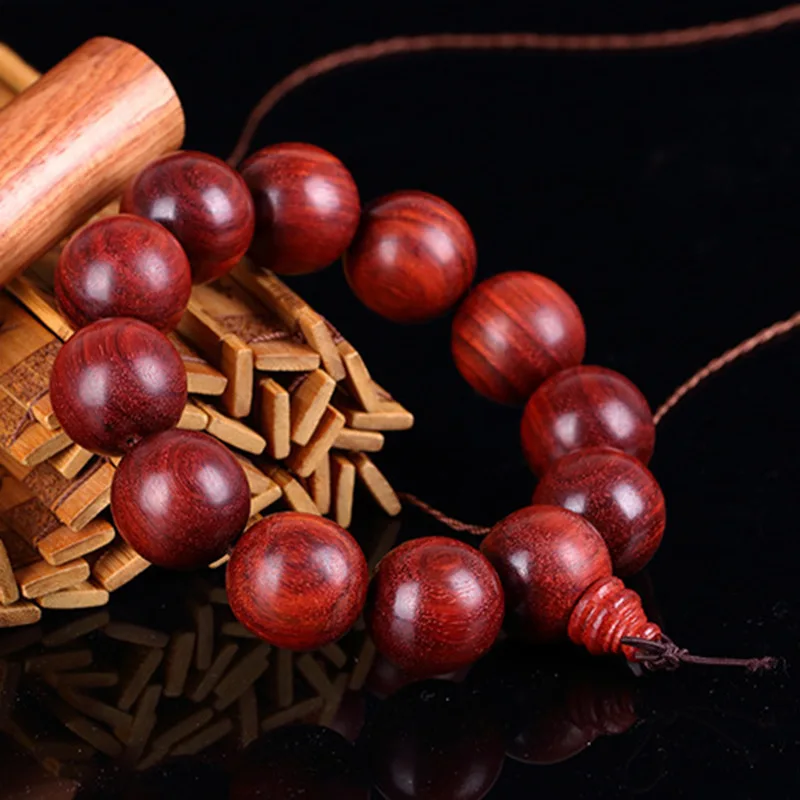 Unisex Natural Rosewood Bracelet Tibet Buddhist Prayer Big Beads Mala Bracelet Buddha Charm Bangle For Men Women Jewelry