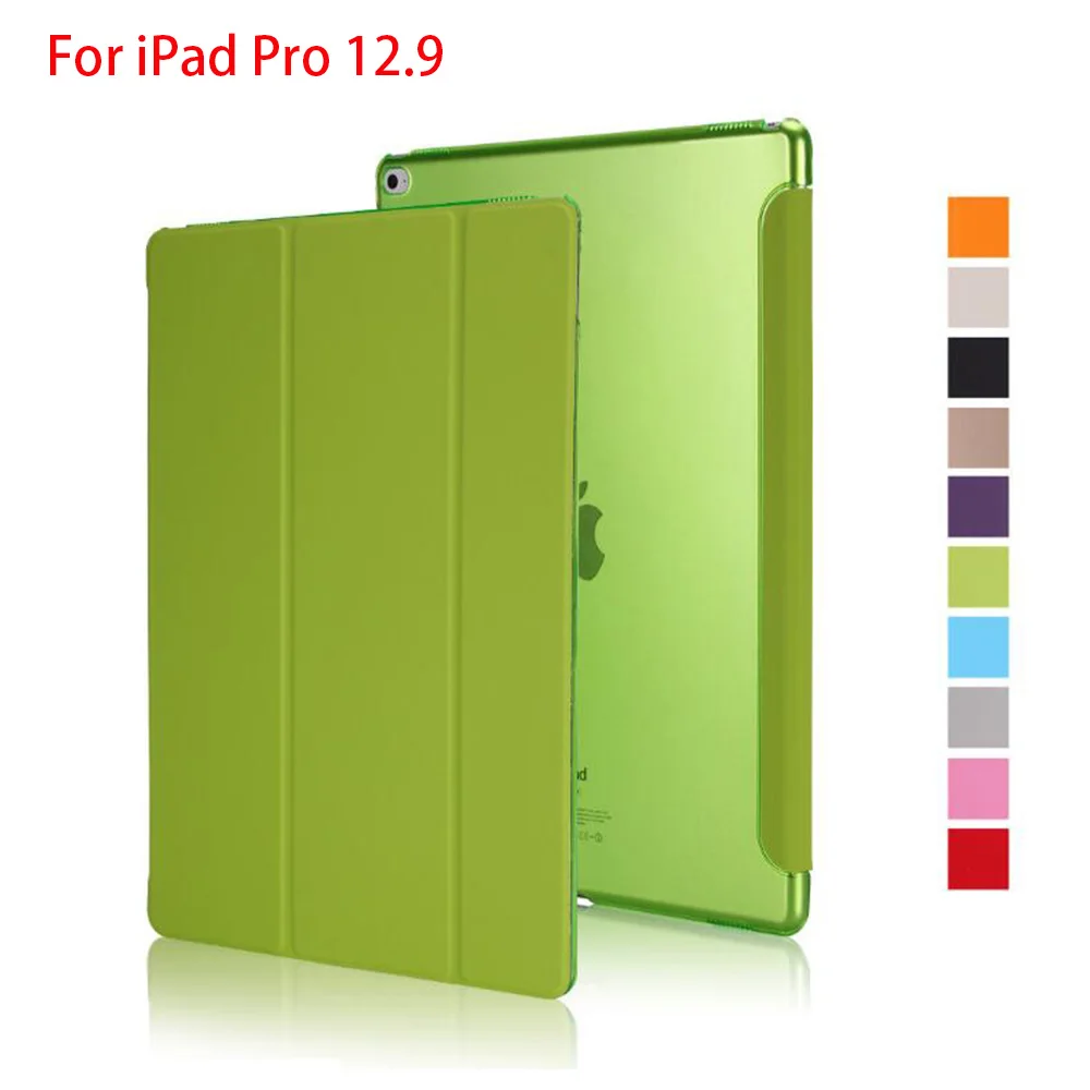 Case for iPad Pro 12.9 2015 2017 Release, PU Leather Tri-fold Standing Hard Back Smart Cover for iPad Pro 12.9 Case 2020 2018