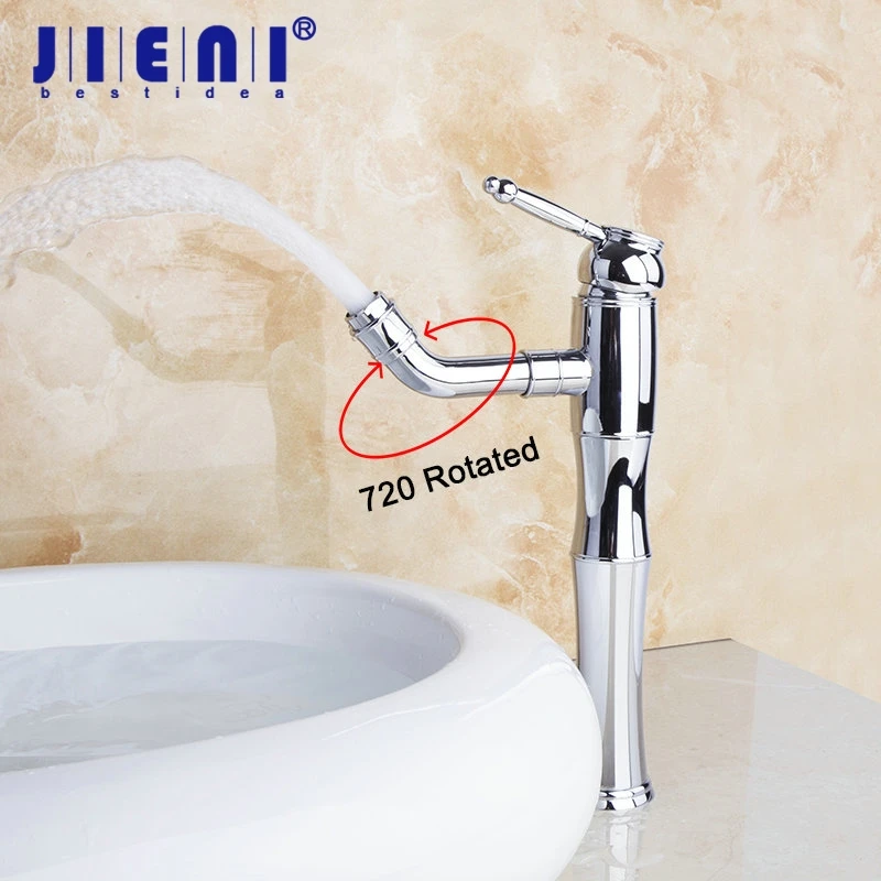 

Swivel Spout Polished Bathroom Basin Sink Hot and Cold Mixer Tap Single Lever Brass Chrome Faucet