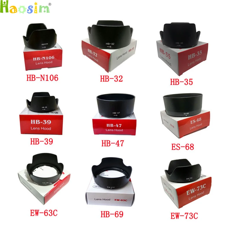 For HB-N106 HB-32 HB-35 HB-39 HB-47 HB-69 ES-68 EW-63C EW-73C camera Lens Hood for nikon/canon lens camera with package box