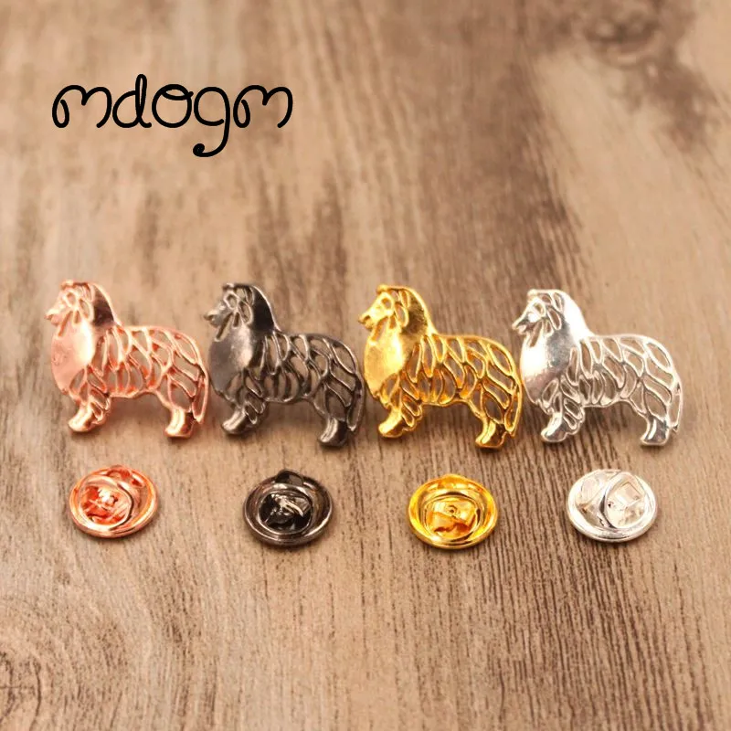 Cute Shetland Sheepdog Dog Animal Brooches And Pins  Suit Metal Small Father Collar Badges Gift For Male Men B093