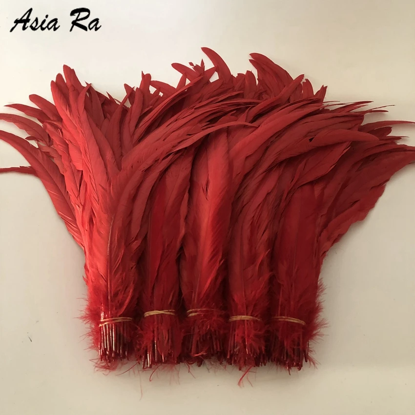 50-500 pz 30-35CM 12-14 pollici rosso tinto sciolto gallo Coque coda piume pollo piuma gallo Plumes decorazioni per feste di matrimonio