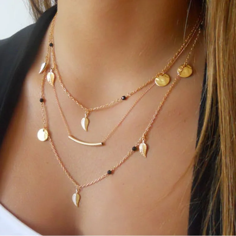 Multilayer Necklaces Women Simple Necklace Pendant Ornament Wedding Jewelry Fashion Minimalist Bijoux Simulated Pearls Necklaces