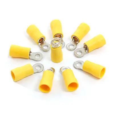 10 Pcs RV5.5-3.7 Sleeve Pre-insulating Ring Terminals Yellow