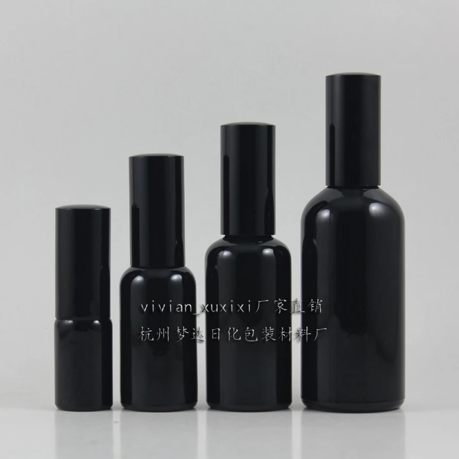

wholesale 50pcs 50ml shine black perfume bottle with black atomiser spray/mist, 50ml glass perfume packing