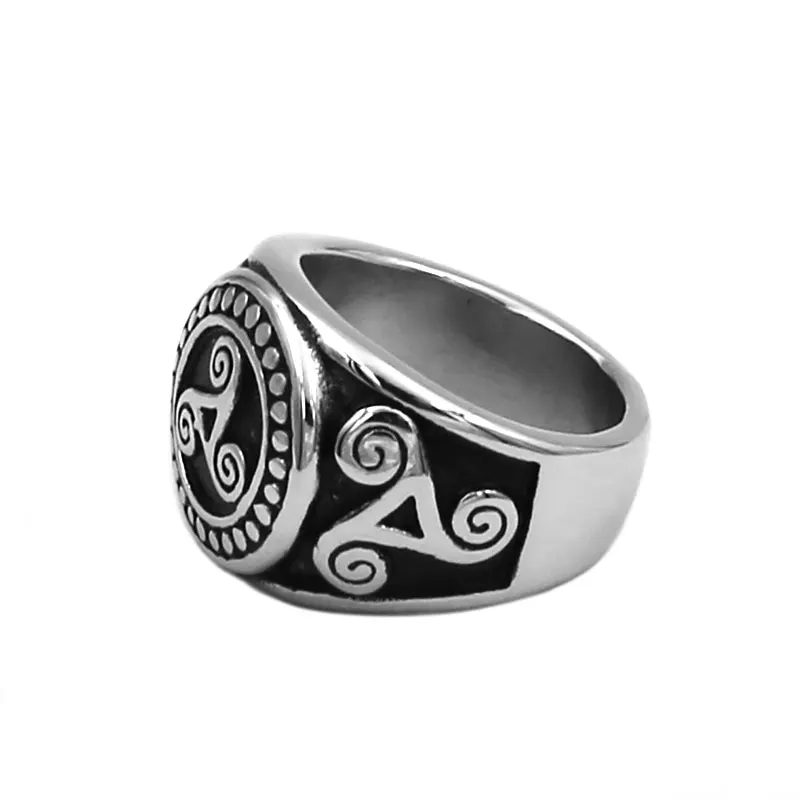 Celtic knot Spiral Ring Stainless Steel Jewelry Norse Viking Triple Spiral Female Power Symbol Biker Ring Wholesale SWR0854