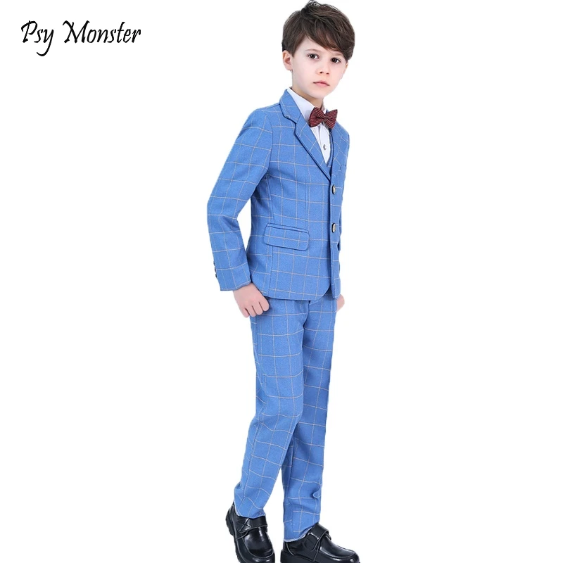 

High Quality Wedding Suit For Flower Boys campus Formal Dress Gentleman Kids Blazer Shirt Pant Bowtie 4Pcs ceremony Costumes